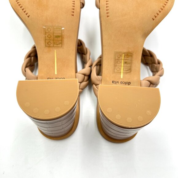 Dolce Vita Womens Size 9.5 Beige Tan Nude Braided Heels Sandals Shoes - Picture 11 of 14